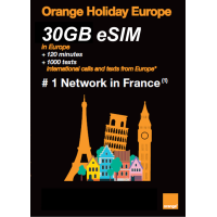 ORANGE eSIM EUROPE - 30 GB DATA & 120 VOICE MINUTES WORLDWIDE 